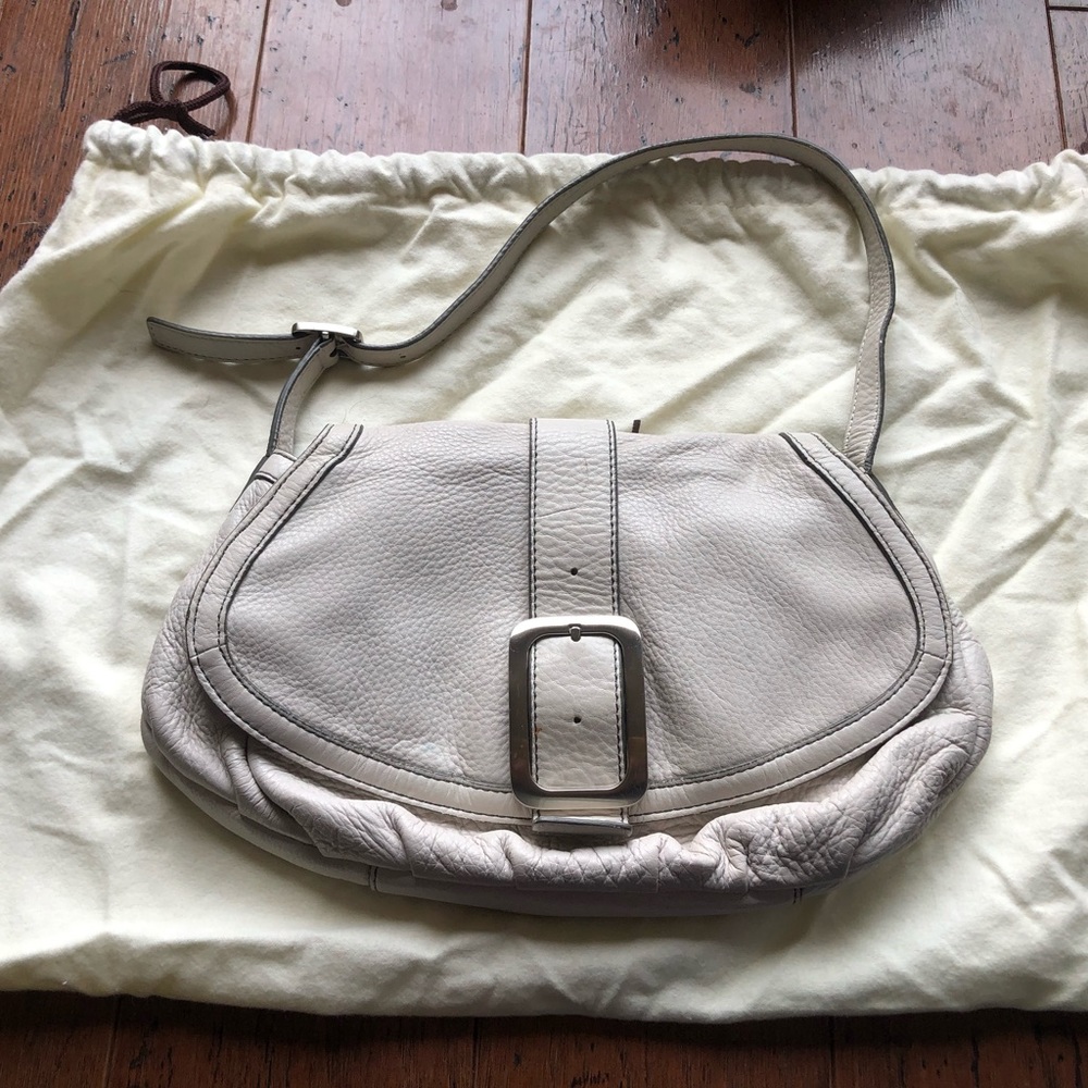 Cole Haan white leather satchel with buckle